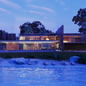 3D Luxurious Ultra Modern beach villa house with interior vray free preview download model