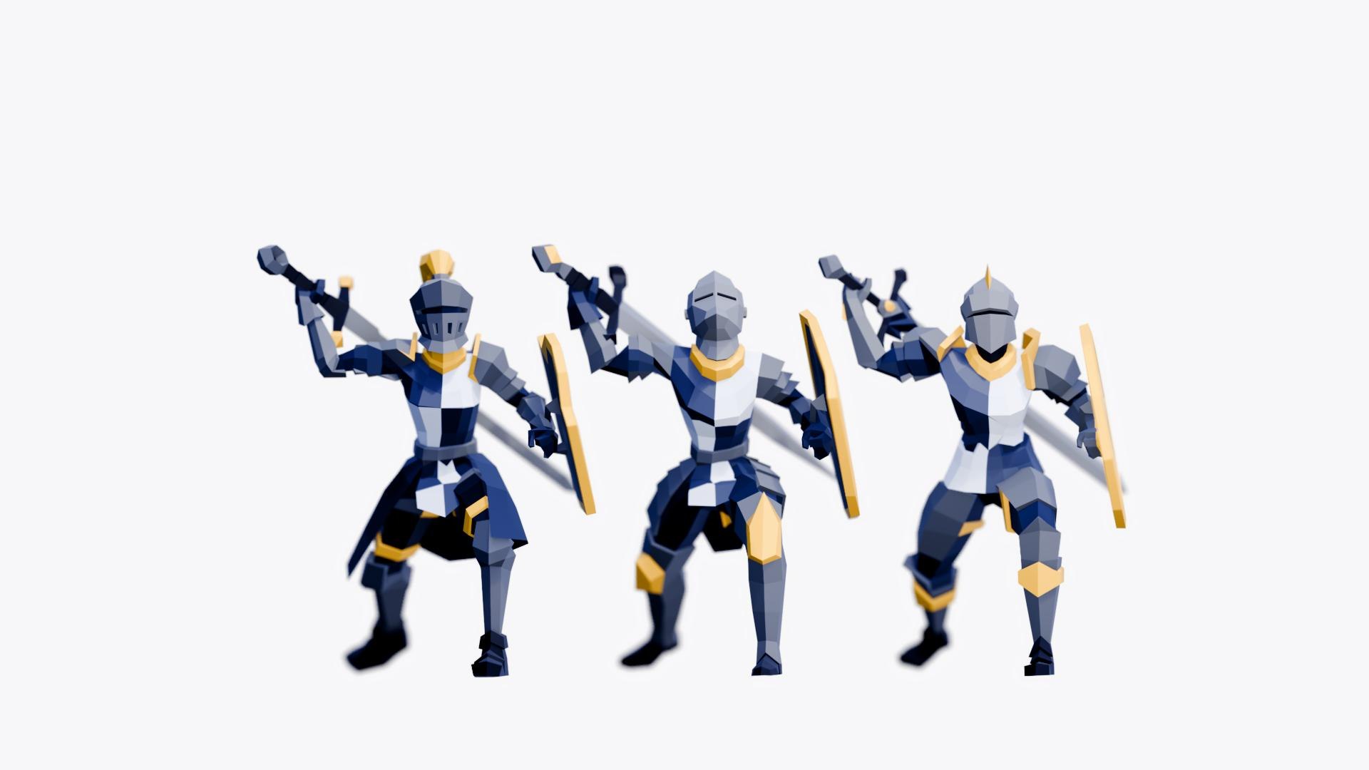 Low Poly Medieval Knights - Animated and Rigged 3D https://p.turbosquid.com/ts-thumb/1V/ZJIeTC/oL/studioochimedievalknights14/jpg/1740594247/1920x1080/fit_q87/911fb966171e20c6b8ce326714b30f61680dba58/studioochimedievalknights14.jpg