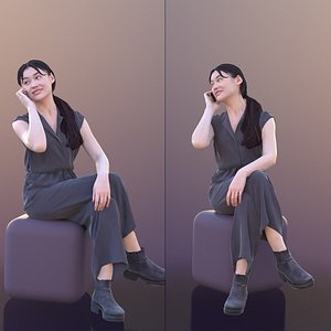 woman young sitting 3D model