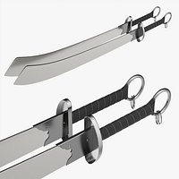Double Wushu broadswords