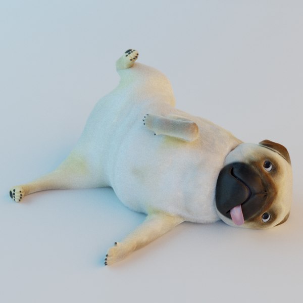 stylized fat pug dog 3D model