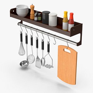 3D Kitchen Rack With Hooks Set