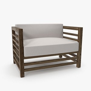 3D 1 Seater Wood Outdoor Sofa