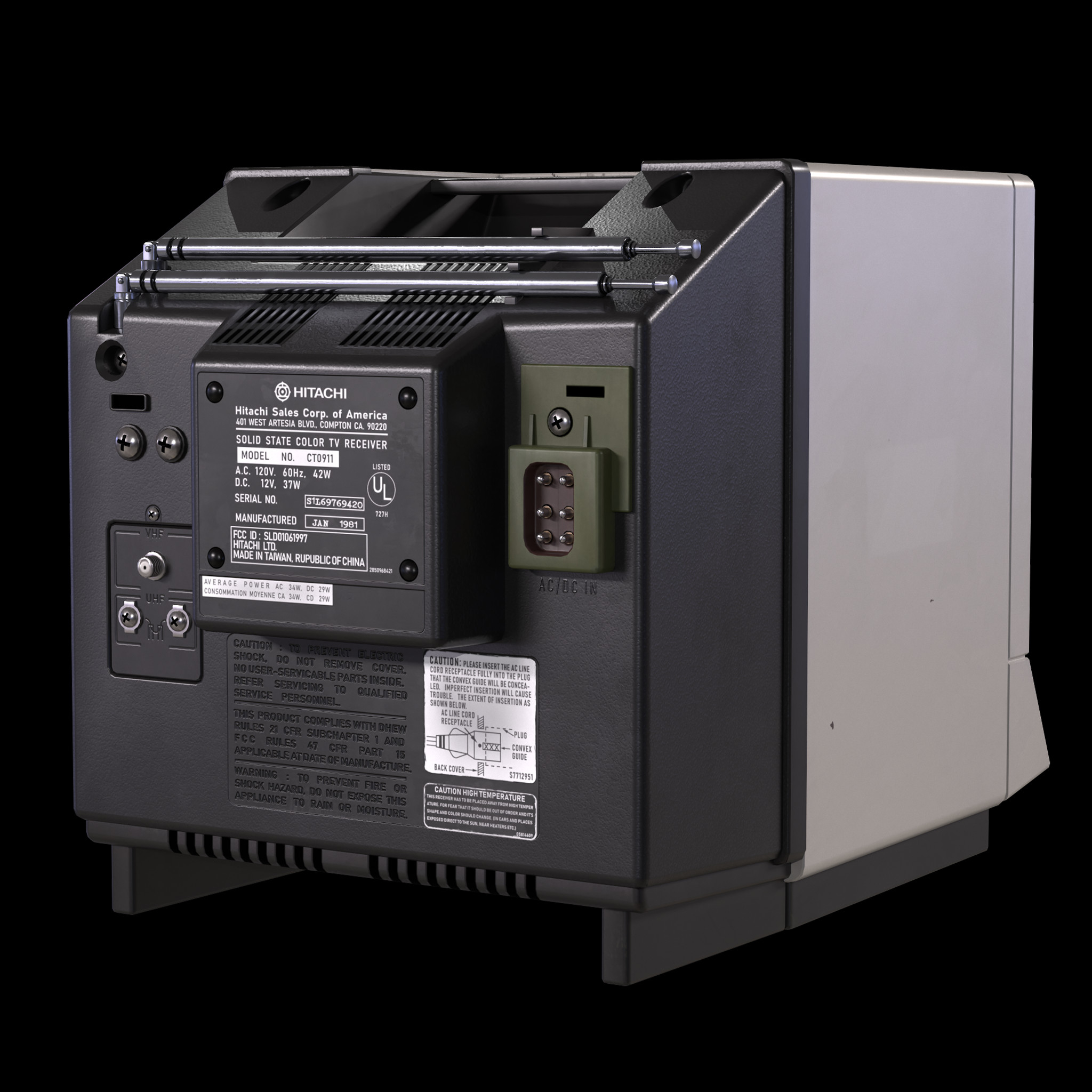 3D model Hitachi CRT TV TurboSquid 1783754