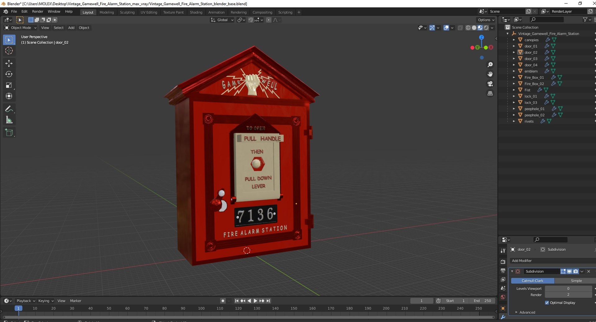 3D Vintage Gamewell Fire Alarm Station - TurboSquid 2224736