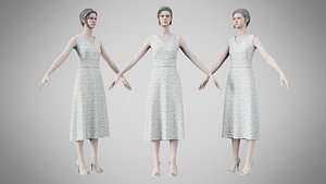 3D Dress 02 Aqua Meadow Mosaic model