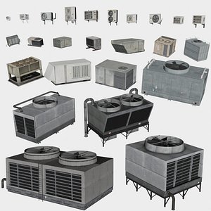 3D 25 in 1 Rooftop Air Conditioners Collection - Game Assets model