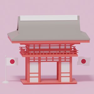 Kyoto Japan Kiyomizu Niomon Deva Gate 3D model
