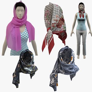 Women Scarf &amp; Plane Shawl Bundle 3D model