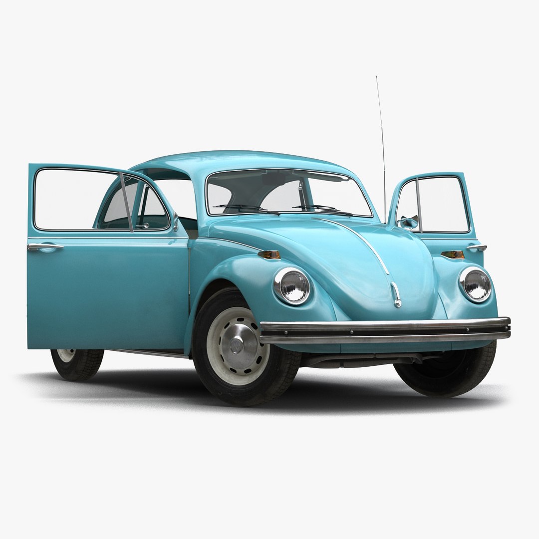 Volkswagen Beetle 1966 Rigged Blue 3D model preview