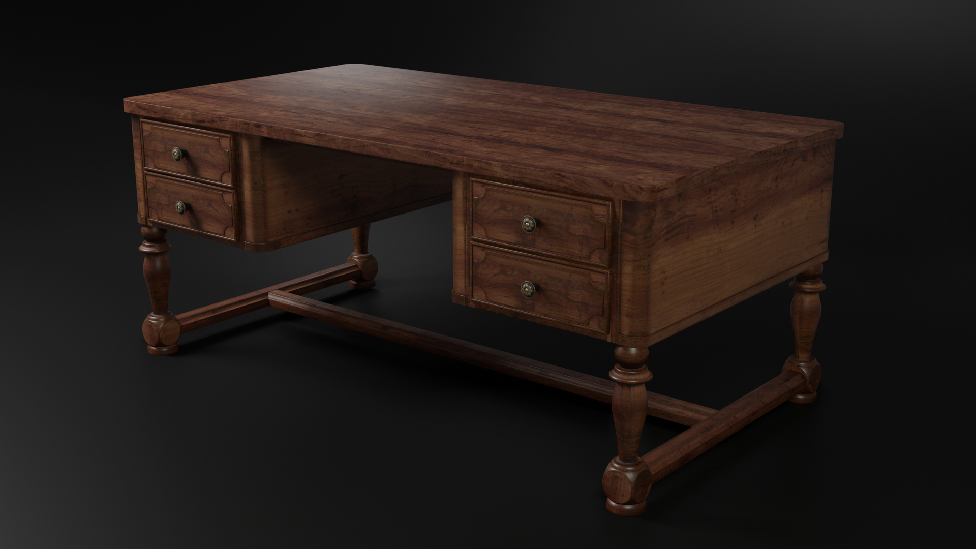 Vintage Desk Table 3D Model - TurboSquid 1882564