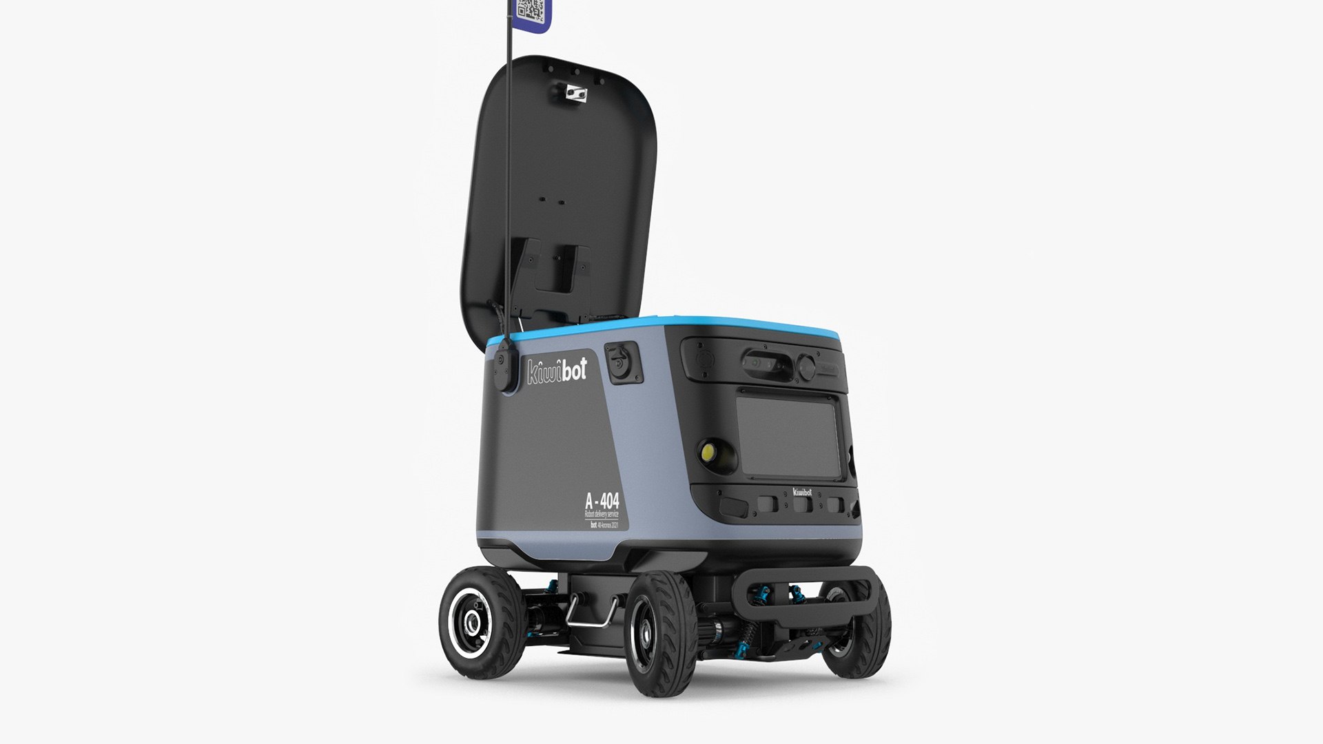 Kiwibot Delivery Robot Black in Sleep Rigged for Maya 3D model preview