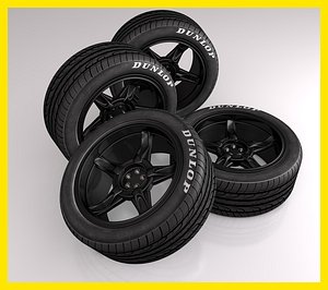Car tire tyre with black sports rim wheel