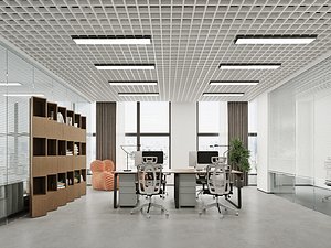 Modern Corporate Office Interior Scene 3D