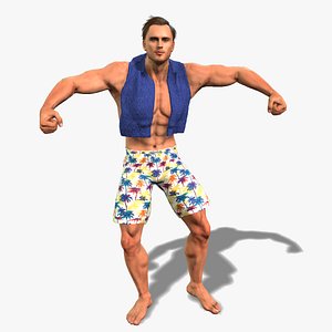 Realistic Beach Man 3D Character 3D model