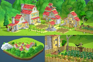cartoon houses 3D model