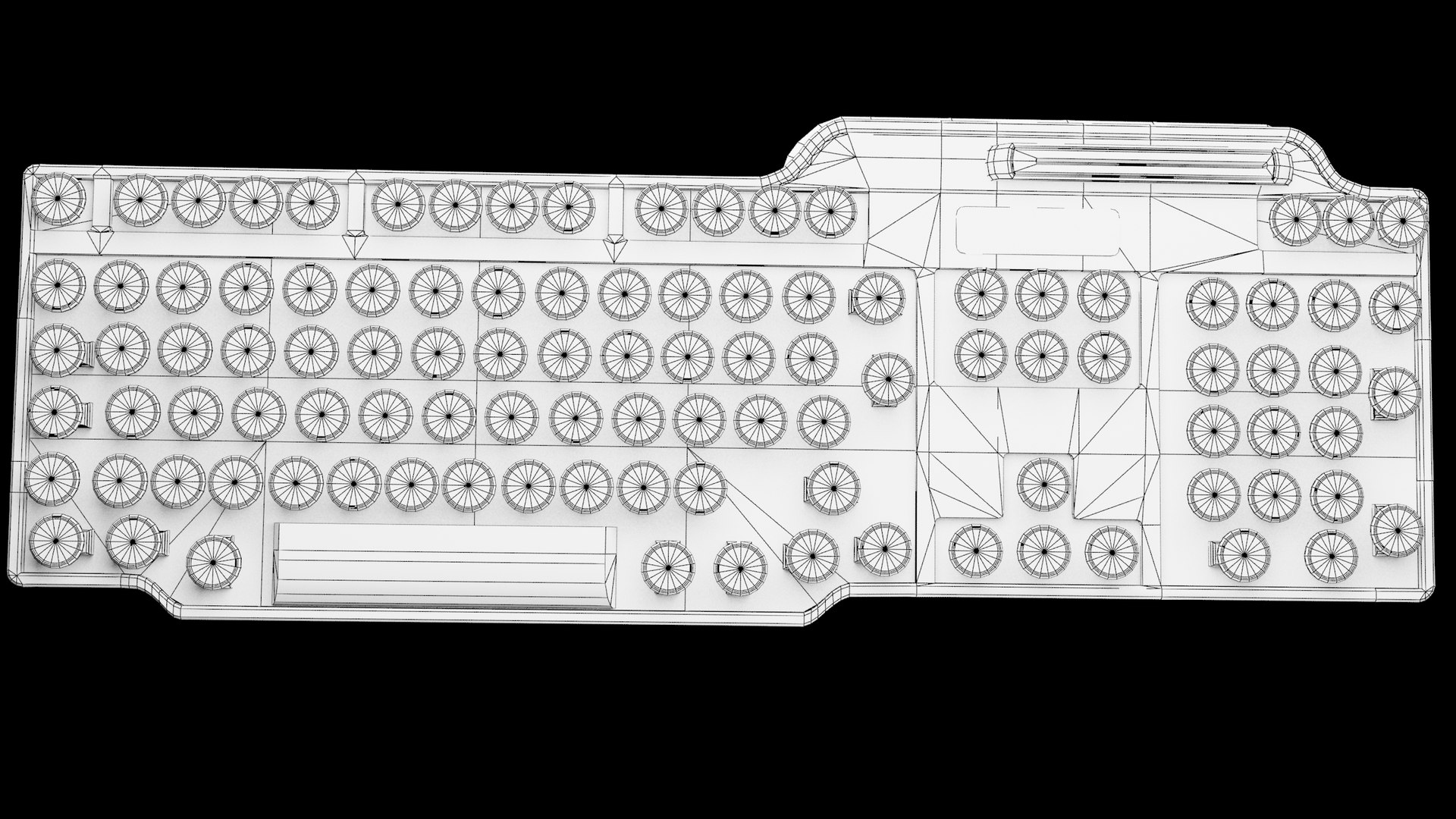 3d model of art deco keyboard