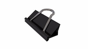 Classic Black Binder Clip High Detail 3D Model