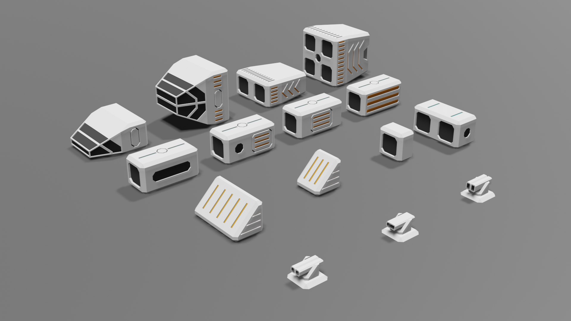 Set 15 spaceship modules 3D - TurboSquid 1703466