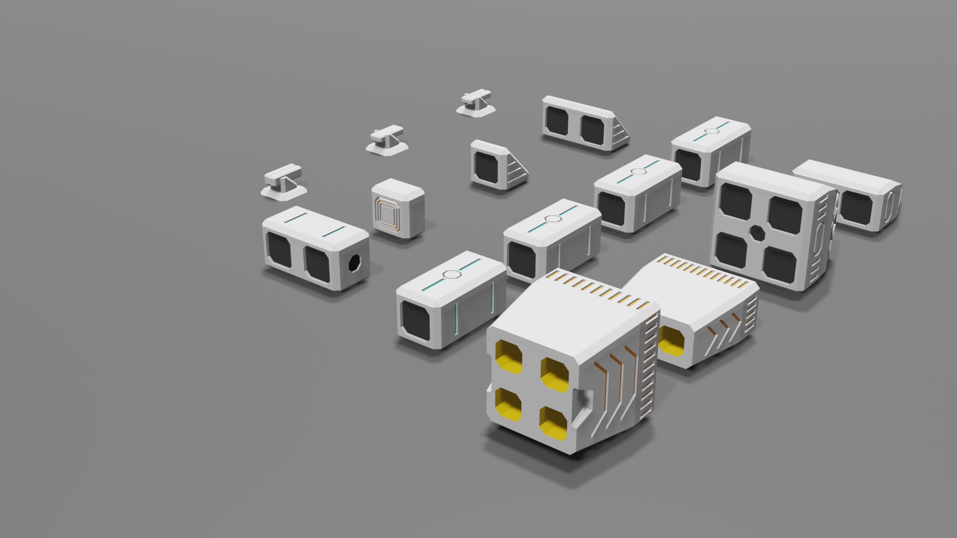 Set 15 spaceship modules 3D - TurboSquid 1703466