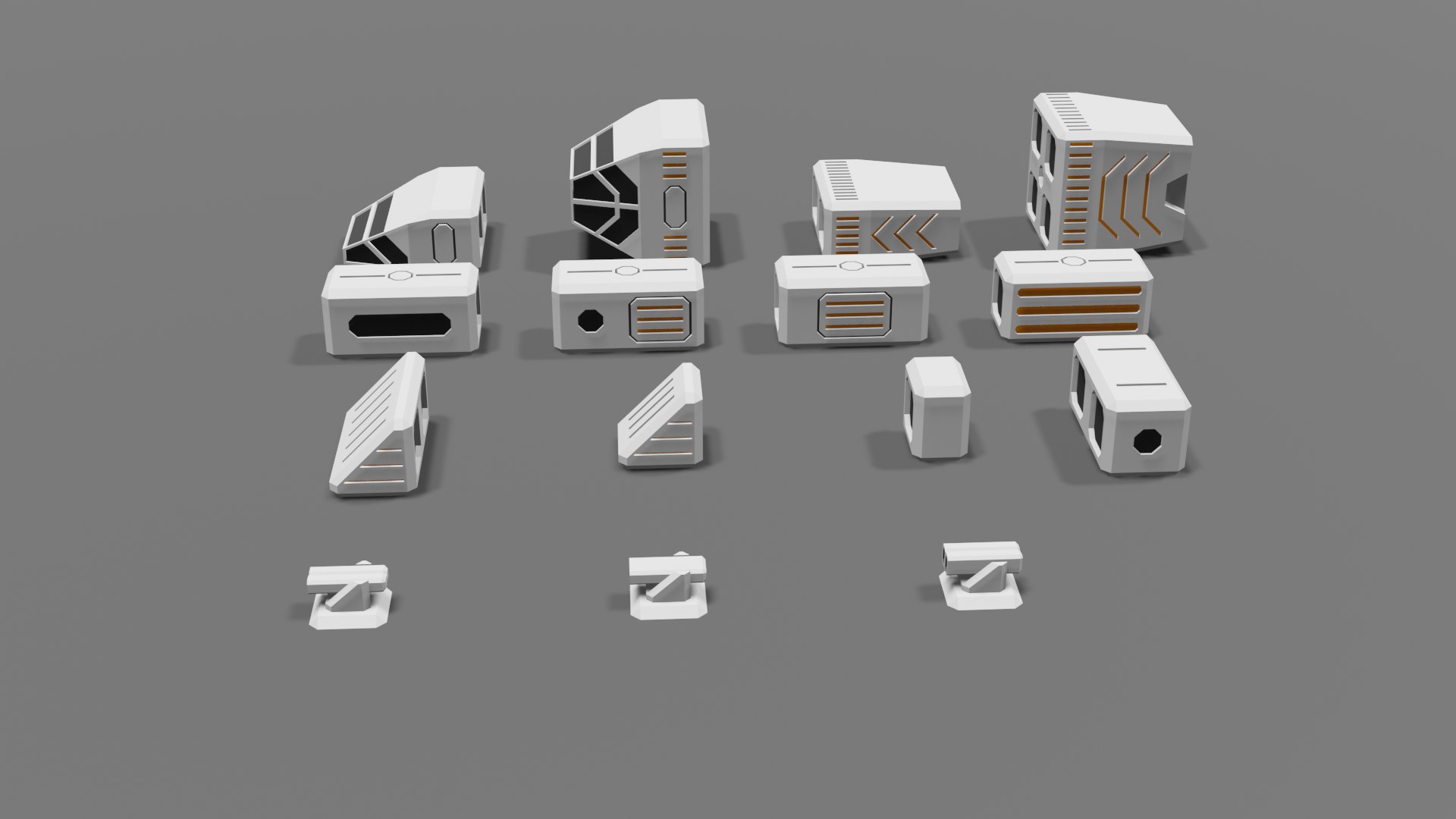 Set 15 spaceship modules 3D - TurboSquid 1703466
