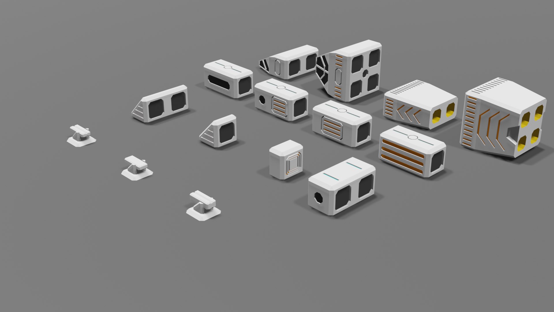 Set 15 spaceship modules 3D - TurboSquid 1703466