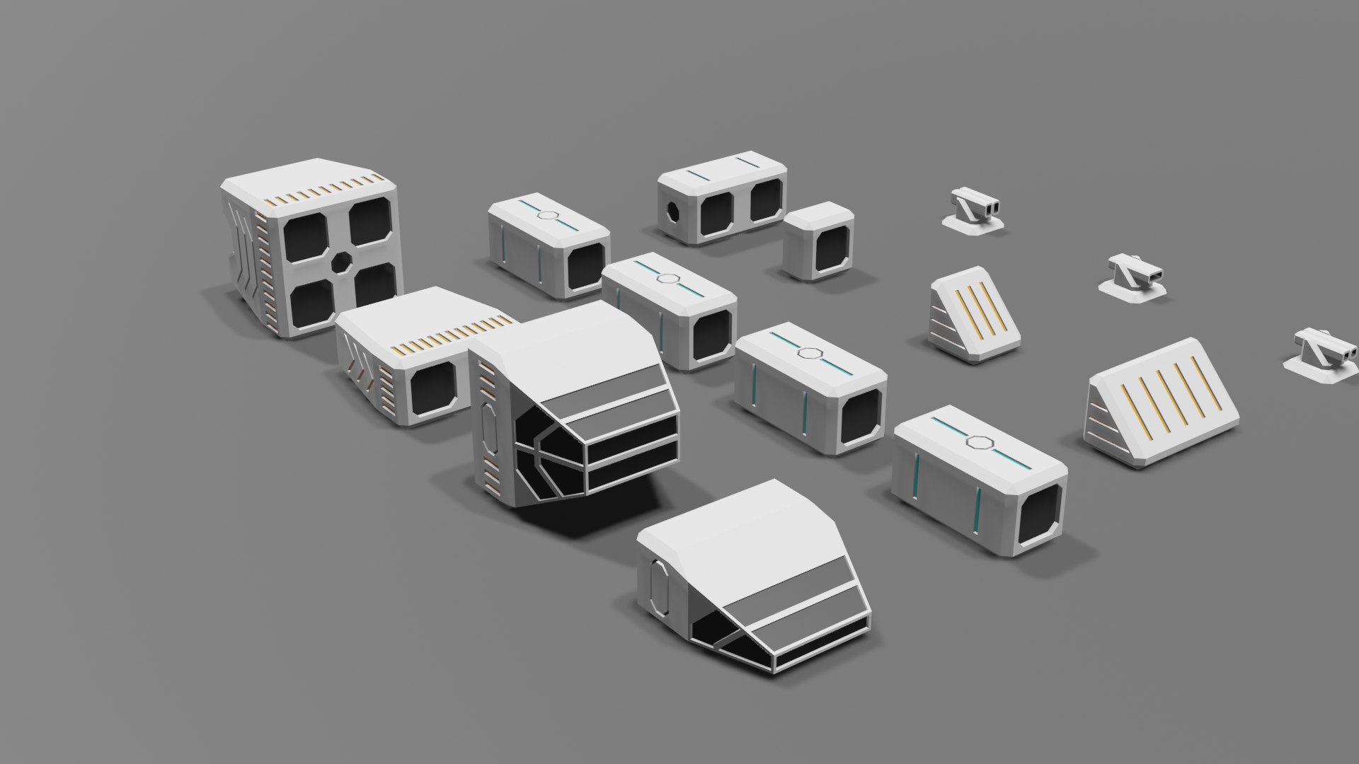 Set 15 spaceship modules 3D - TurboSquid 1703466
