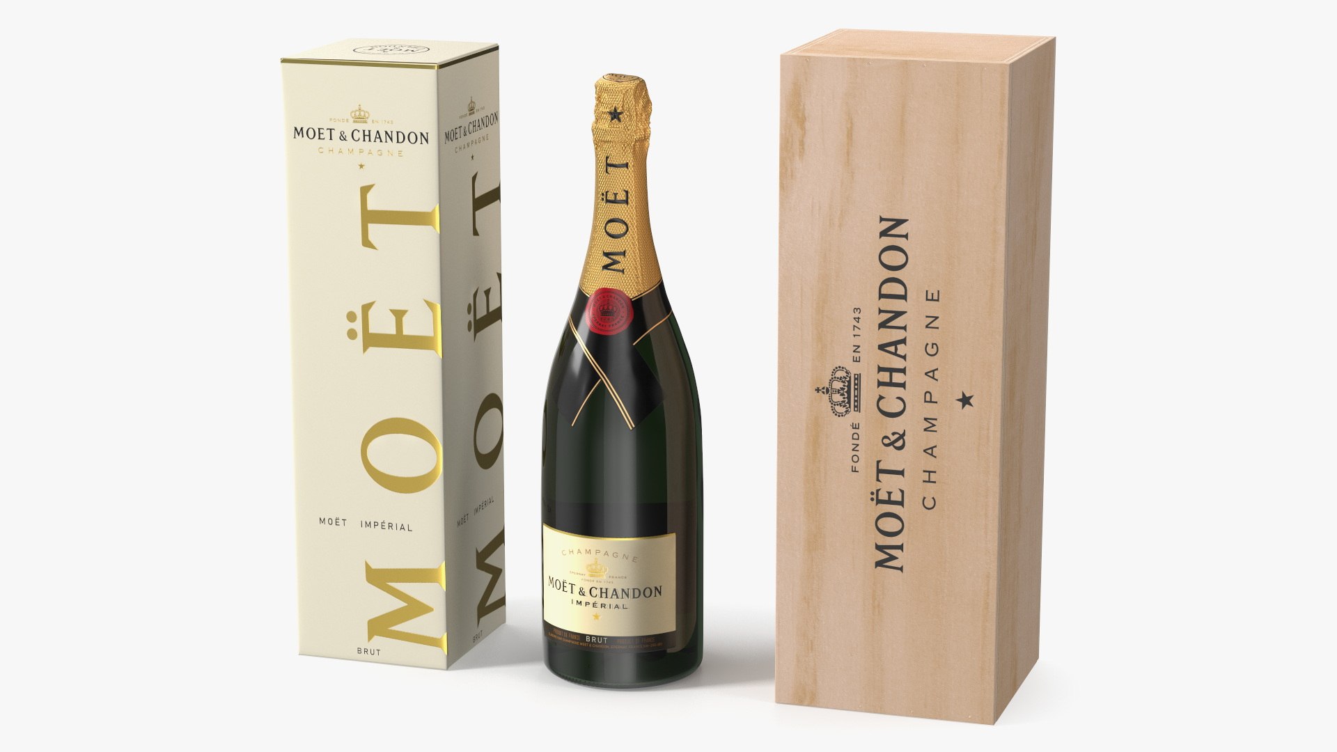Set Champagne Moet and Chandon Brut Imperial 3D model preview