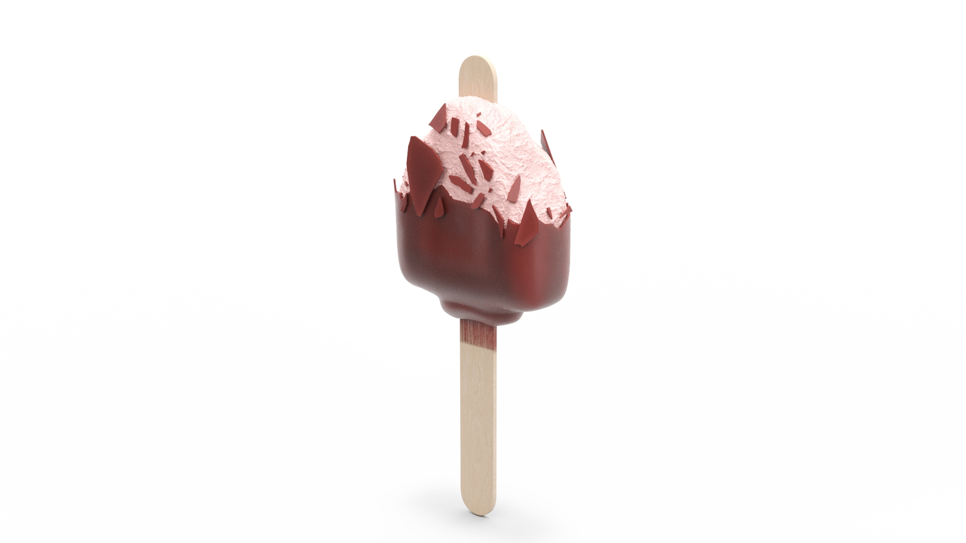 Eaten Strawberry Ice Cream Bar Dipped In Chocolate 3D Model