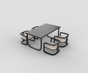 dining table and chairs set 3D model 3D