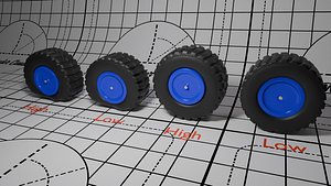 Low and High Poly Wheels and Flat Tire