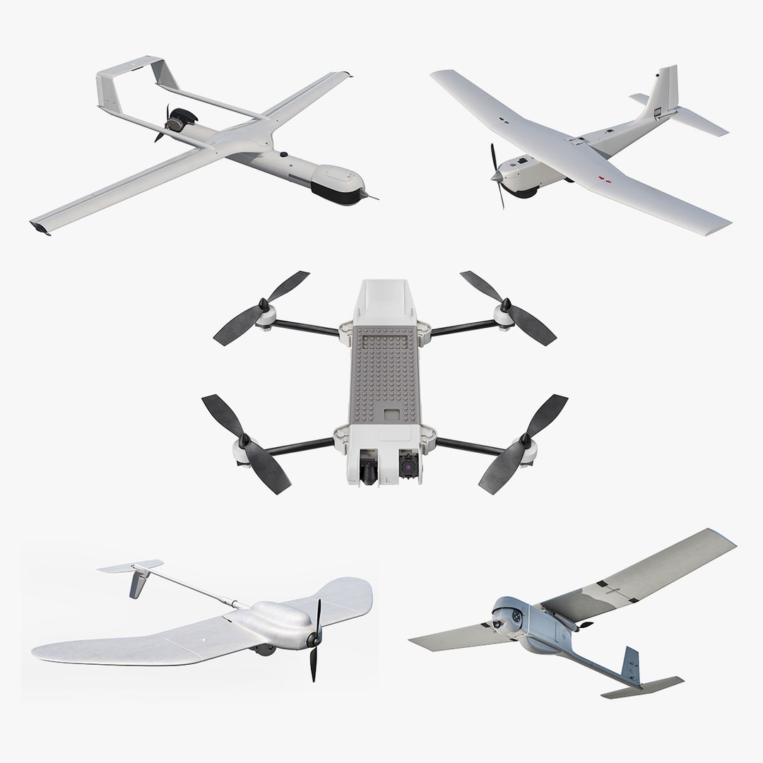 Small Military UAVs Rigged 2 Collection 3D model preview