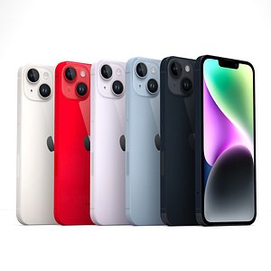 3D Apple iPhone 14 All Colors model
