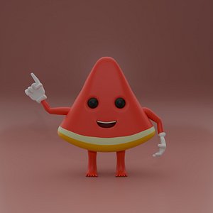 Cute watermelon character summer edition 3D model