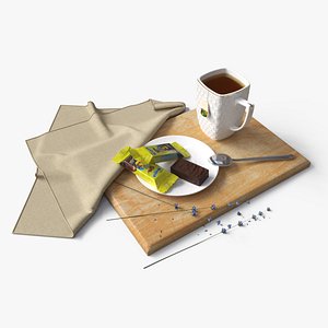 3D Tea and candies set model