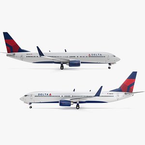 Delta Air Lines Boeing 737-900 with Interior Rigged for Cinema 4D 3D model