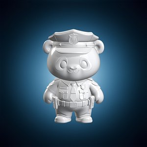 3D Chibi Panda Police Officer 3D Print Model