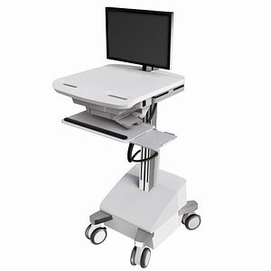 Medical Computer Cart Workstation with Monitor Arm