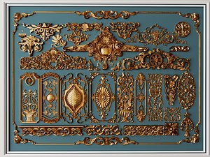 3D Collection of gold wall decorations model