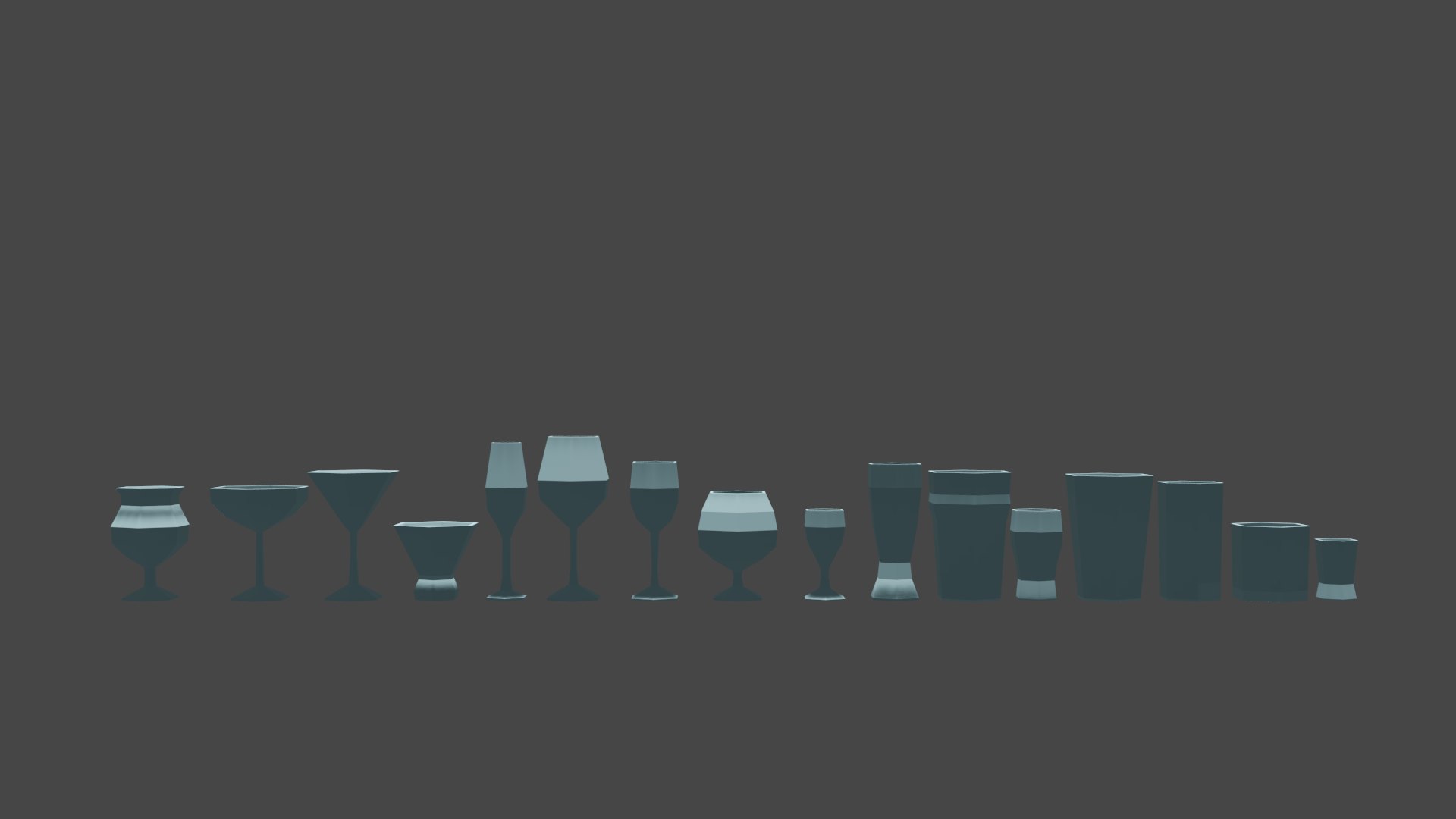 Low Poly Glasses And Bottles Set 3D - TurboSquid 2129828