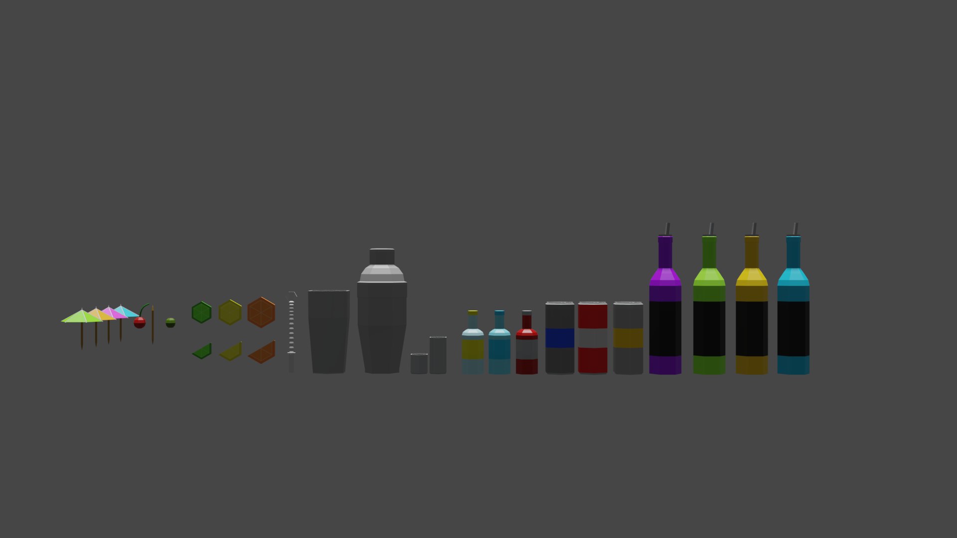Low Poly Glasses And Bottles Set 3D - TurboSquid 2129828