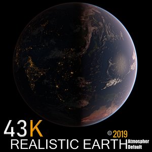 World Map Earth Globe 43K Photorealistic