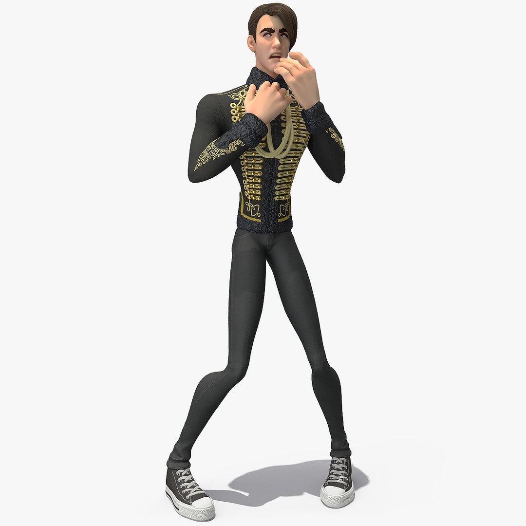 Cartoon Man in Cavalry Jacket Rigged for Maya 3D model preview
