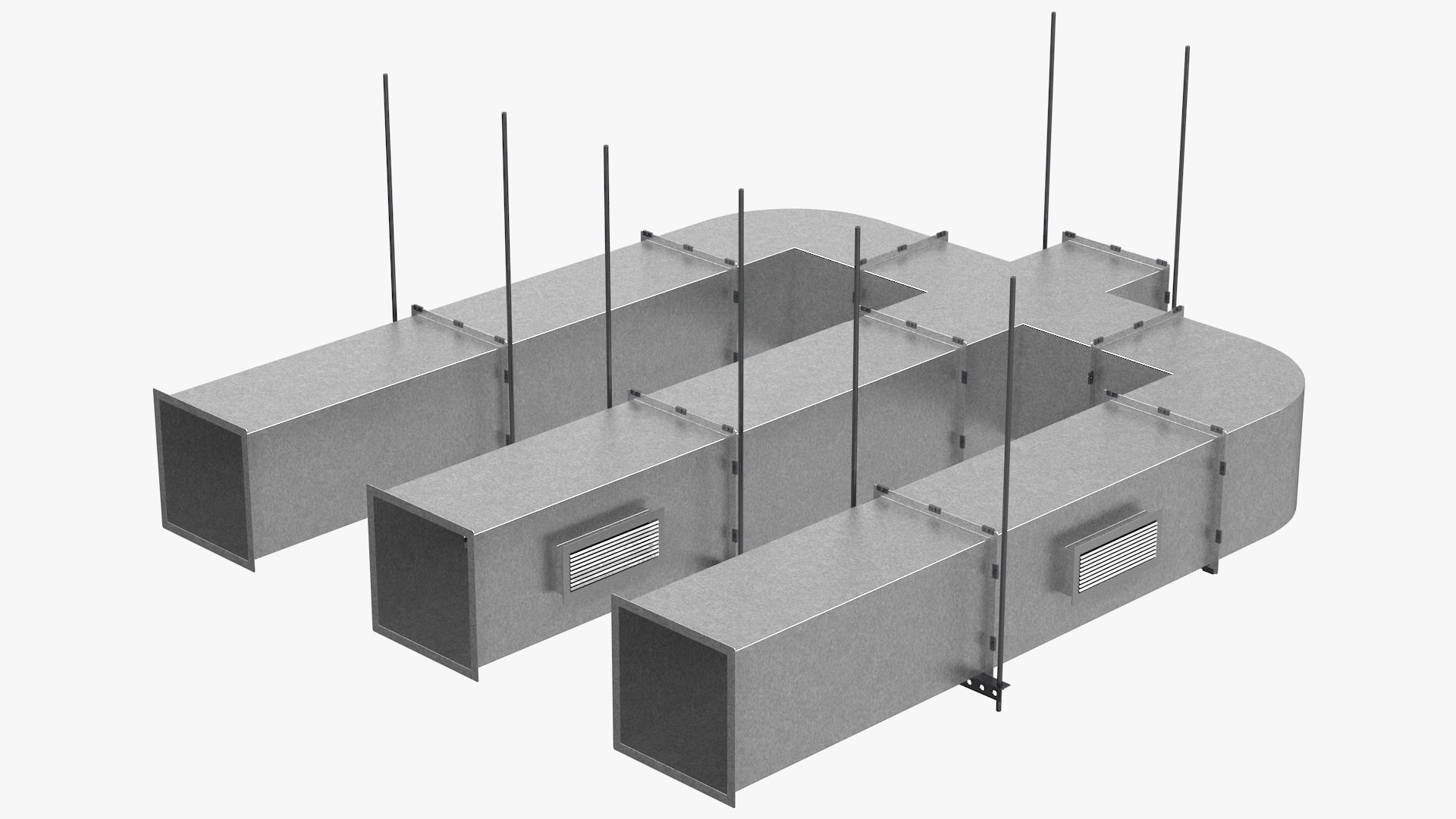 Industrial Air Conditioning Duct 3D model preview