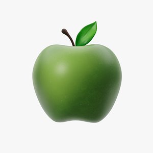 3D Apple green icon model