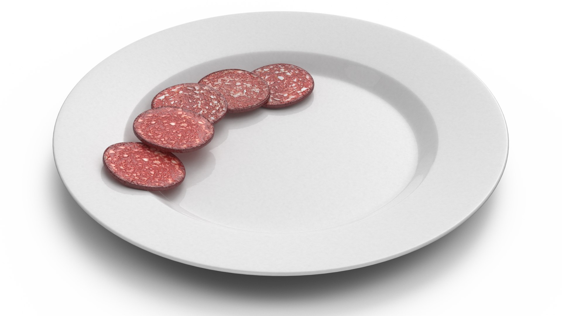 Raw Smoked Sausage on Plate 3D model preview