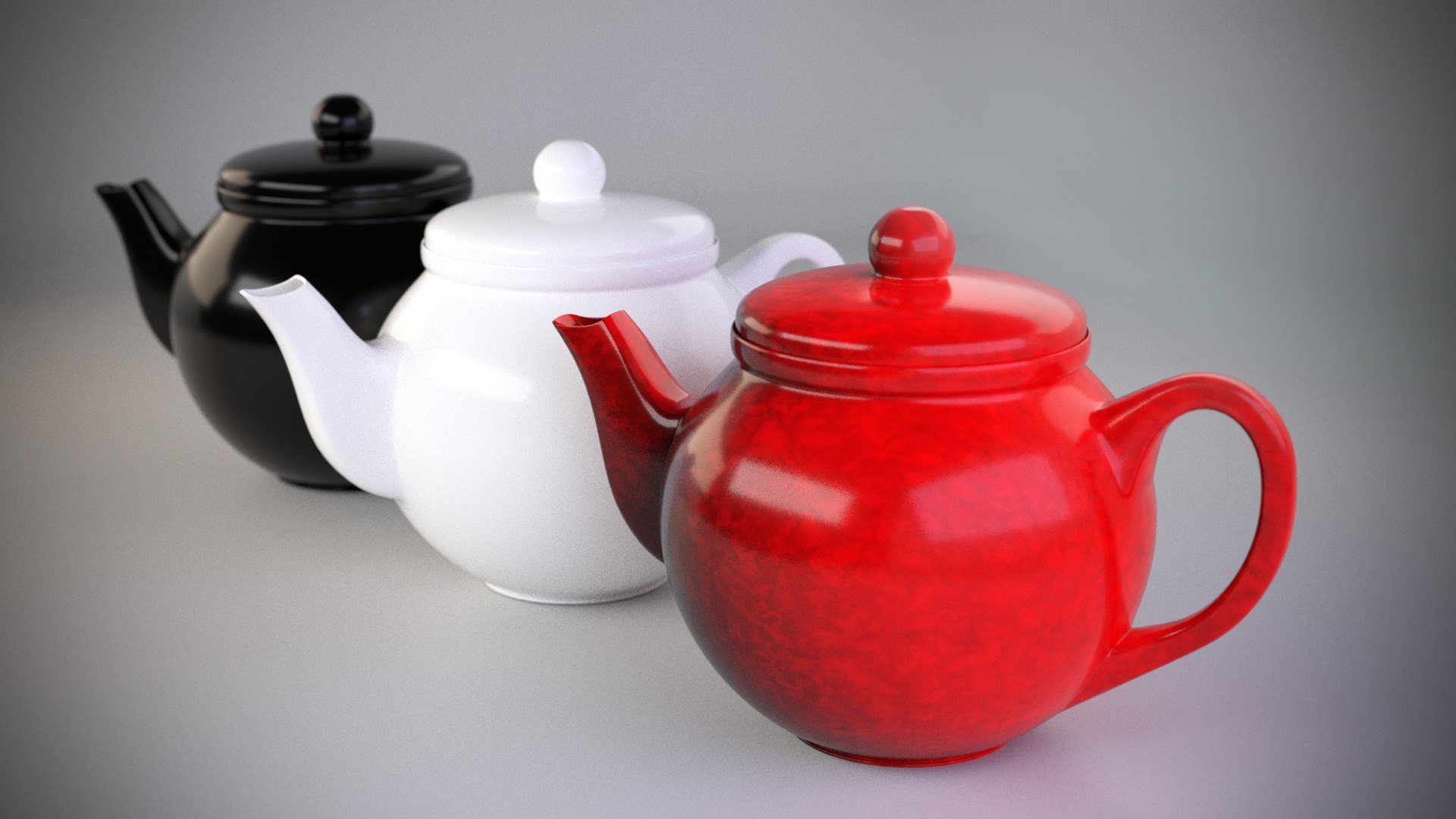 colorful teapot set 3d obj