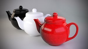 colorful teapot set 3d obj