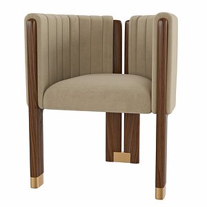 3D Homary-Modern Wood Accent Chair Camel Velvet Upholstered Arm Chair model