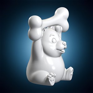 Cute Dog Holding Bone 3D Print Model 3D model